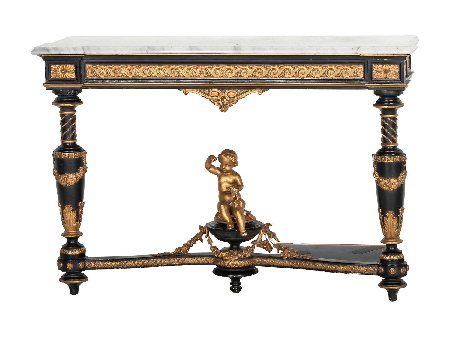 A Louis XVI Style Marble Top Console Table