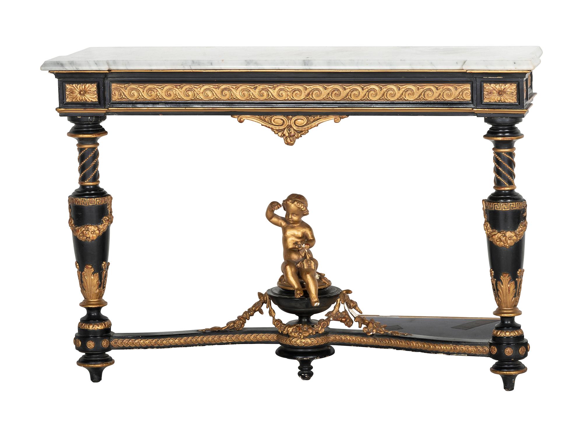 A Louis XVI Style Marble Top Console Table