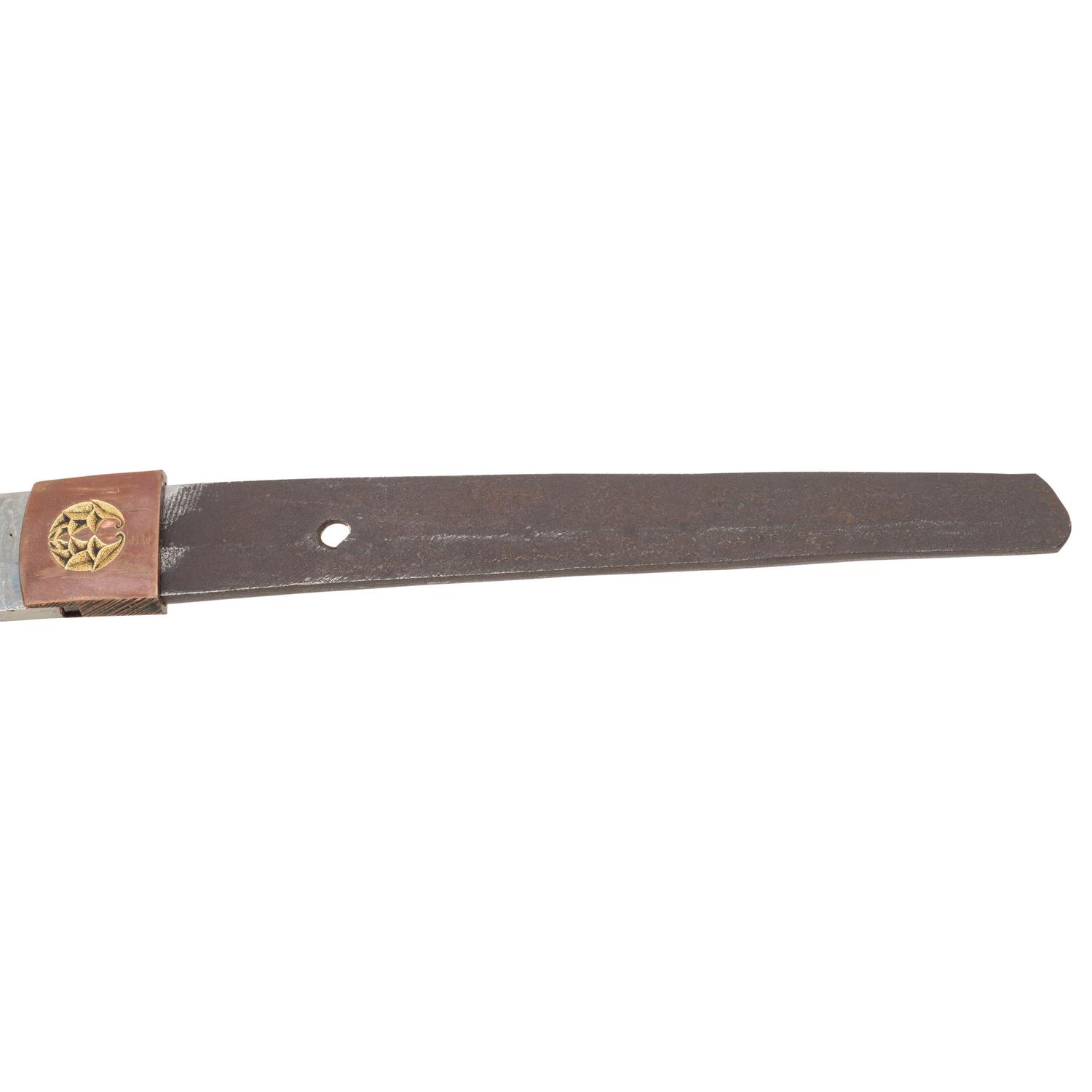 Signed WWII Japanese Shin Gunto with Officer's Sageo and Family Mons to Both Habaki and Kashira