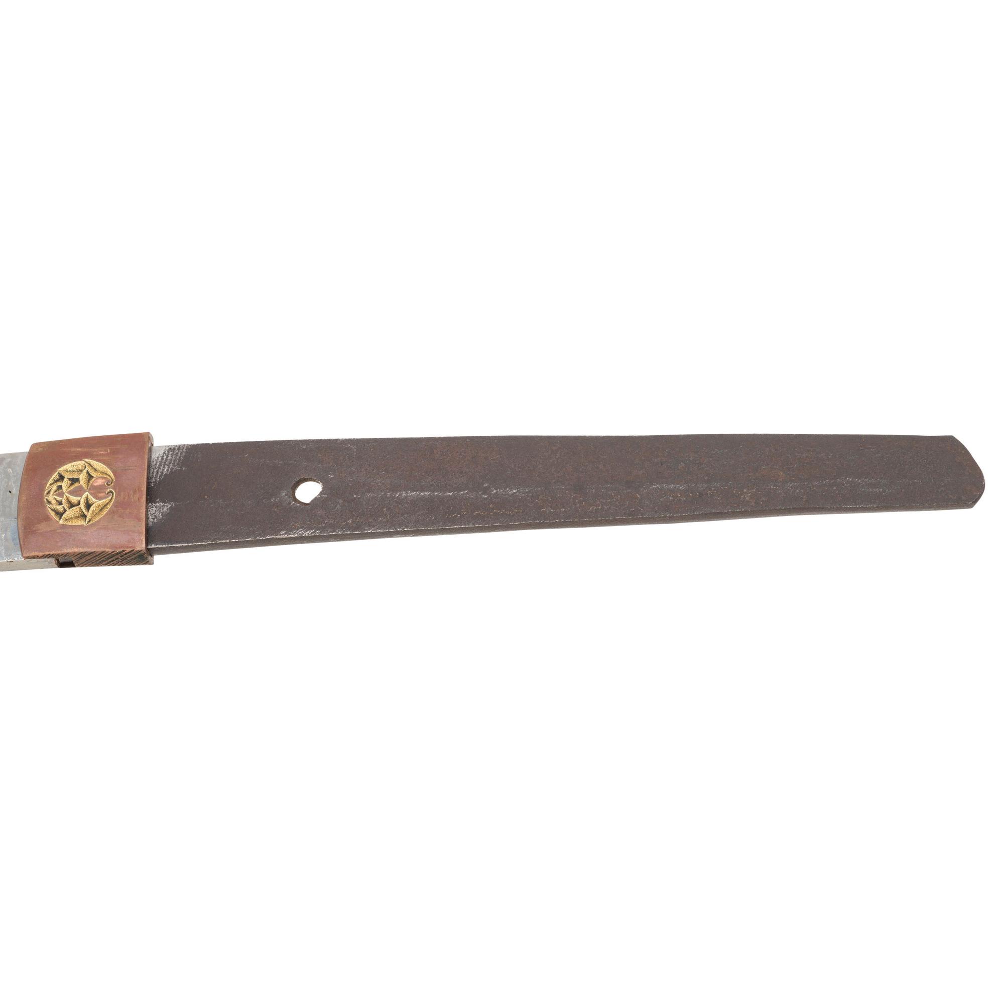Signed WWII Japanese Shin Gunto with Officer's Sageo and Family Mons to Both Habaki and Kashira