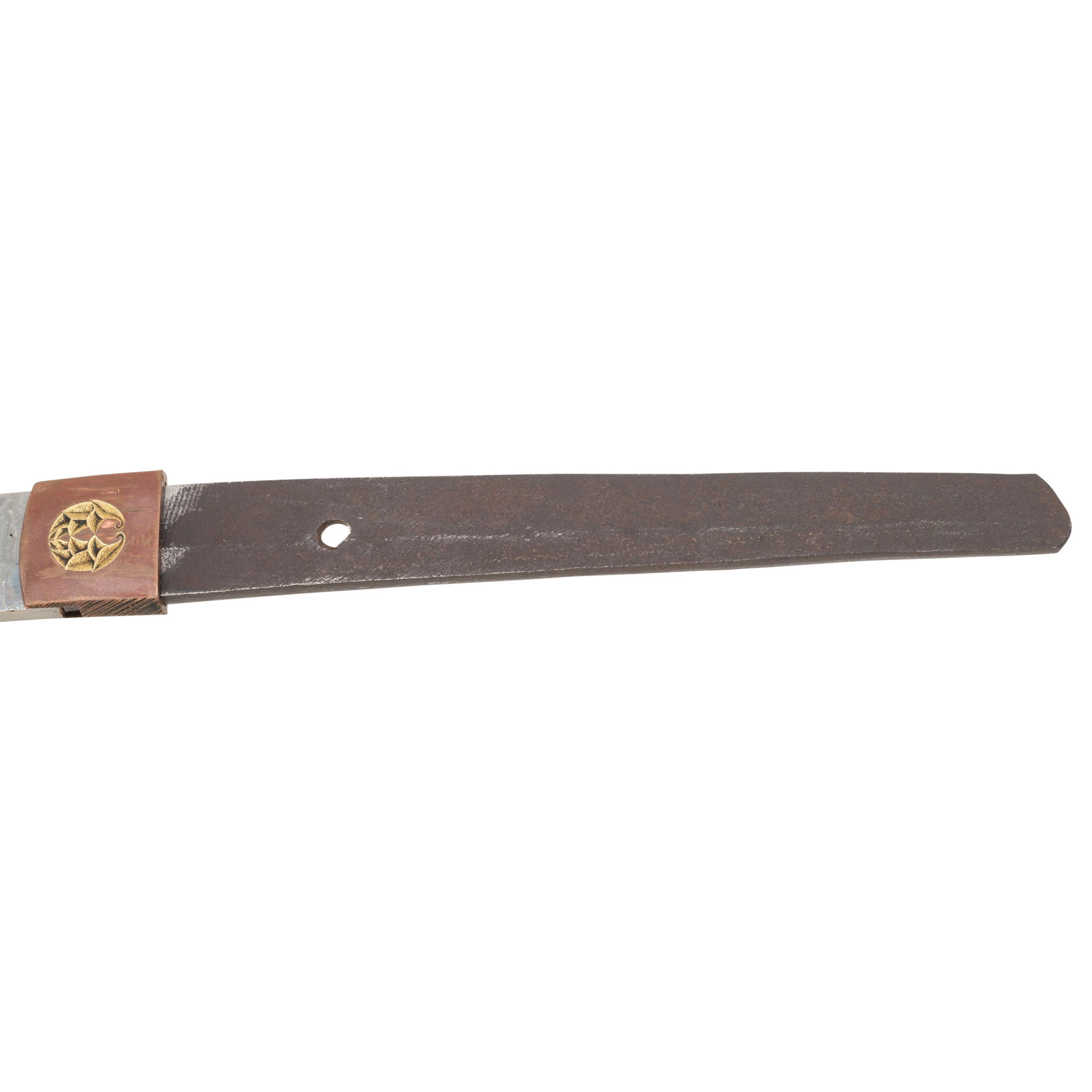 Signed WWII Japanese Shin Gunto with Officer's Sageo and Family Mons to Both Habaki and Kashira
