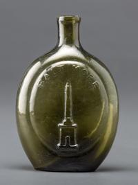 A Molded-Glass Flask in Yellow-Green by the Baltimore Glass Works