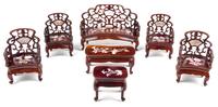 A Suite of Chinese Mother-of-Pearl Inlaid Hardwood Furniture