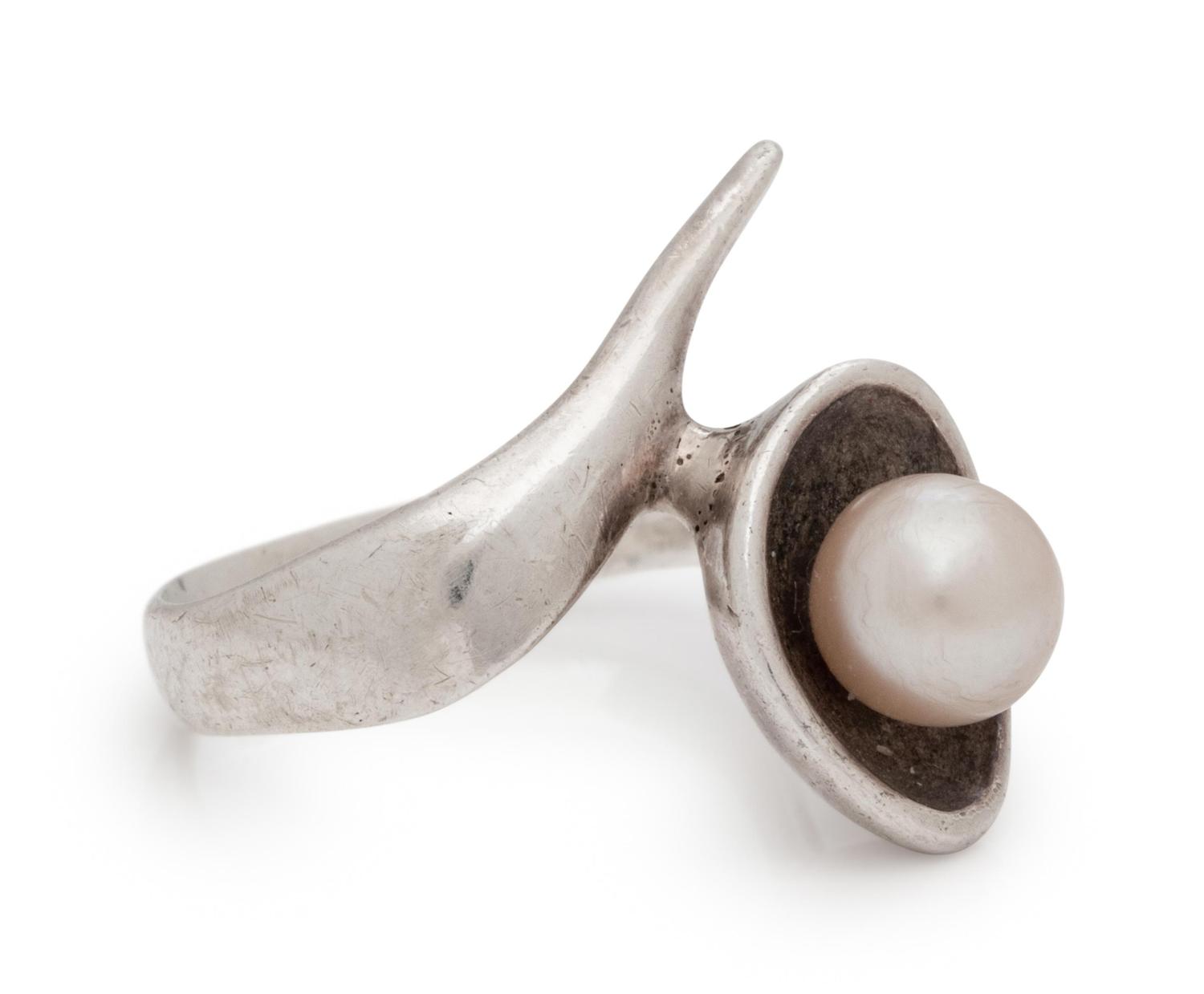 A Silver and Cultured Pearl Ring, Ed Wiener,