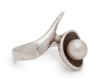 A Silver and Cultured Pearl Ring, Ed Wiener,