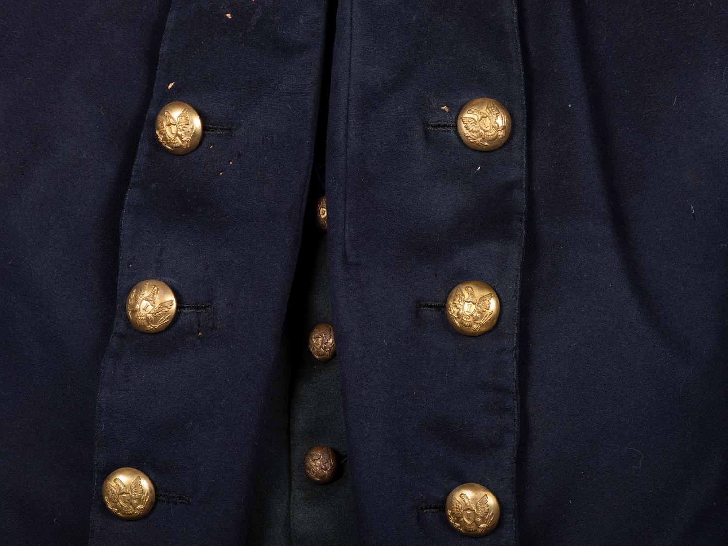 [CIVIL WAR]. Identified uniform grouping including frock coat, vest, and sash of Lt. Colonel John T. Lockman, 83rd and 119th New York Regiments, WIA at Gettysburg.