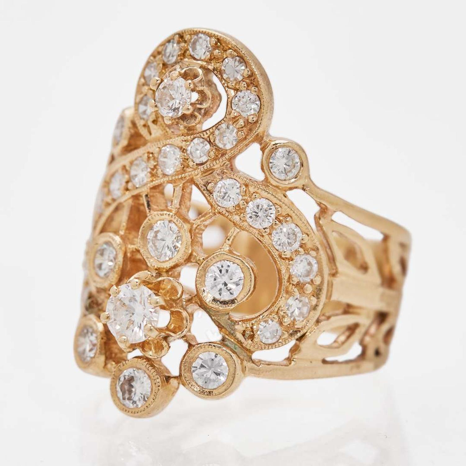 A 14K Yellow Gold and Gemstone Necklace and Diamond Ring