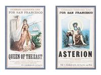 [ADVERTSING]. A group of two framed advertisements for Coleman's California Line, including "Queen of the East" and "Asterion."