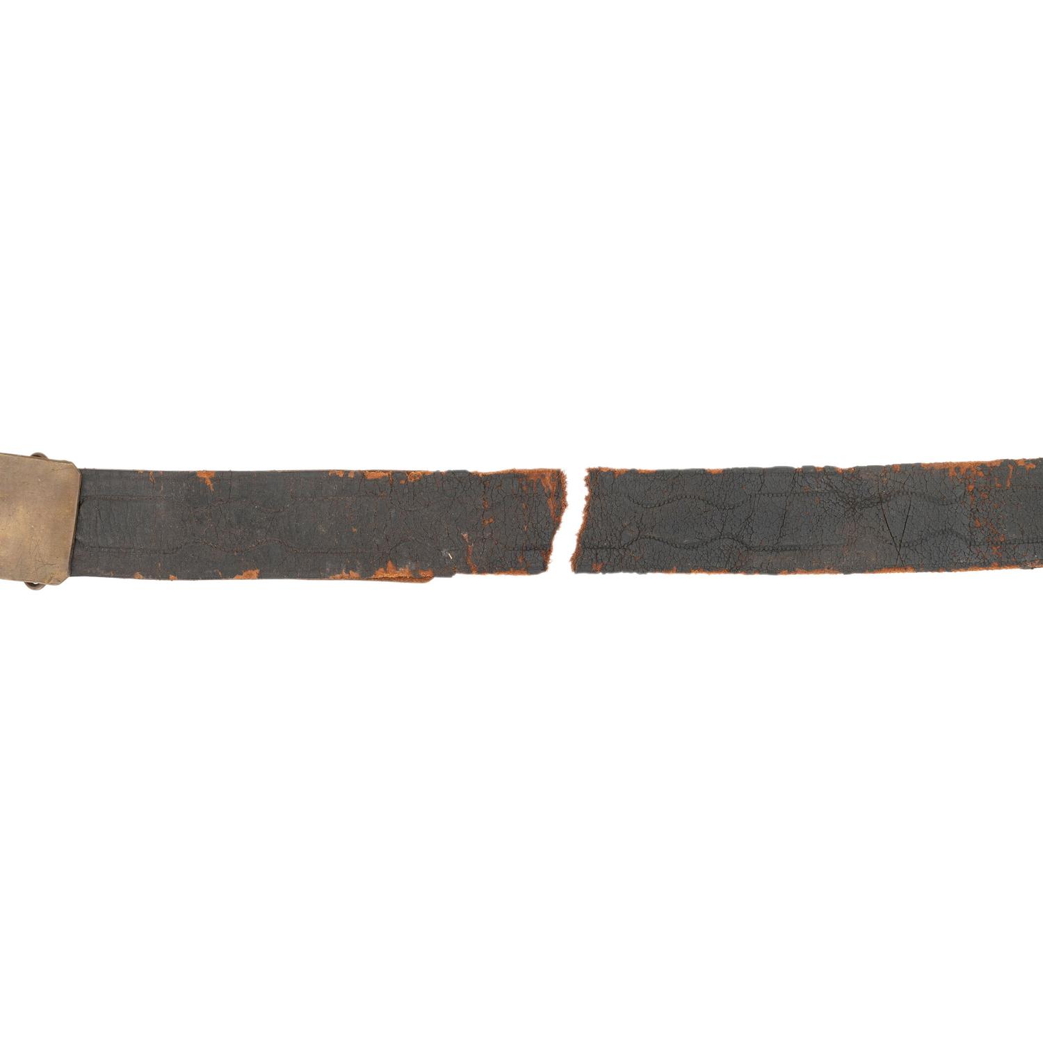 Embossed Leather Belt with Sheet Brass Buckle