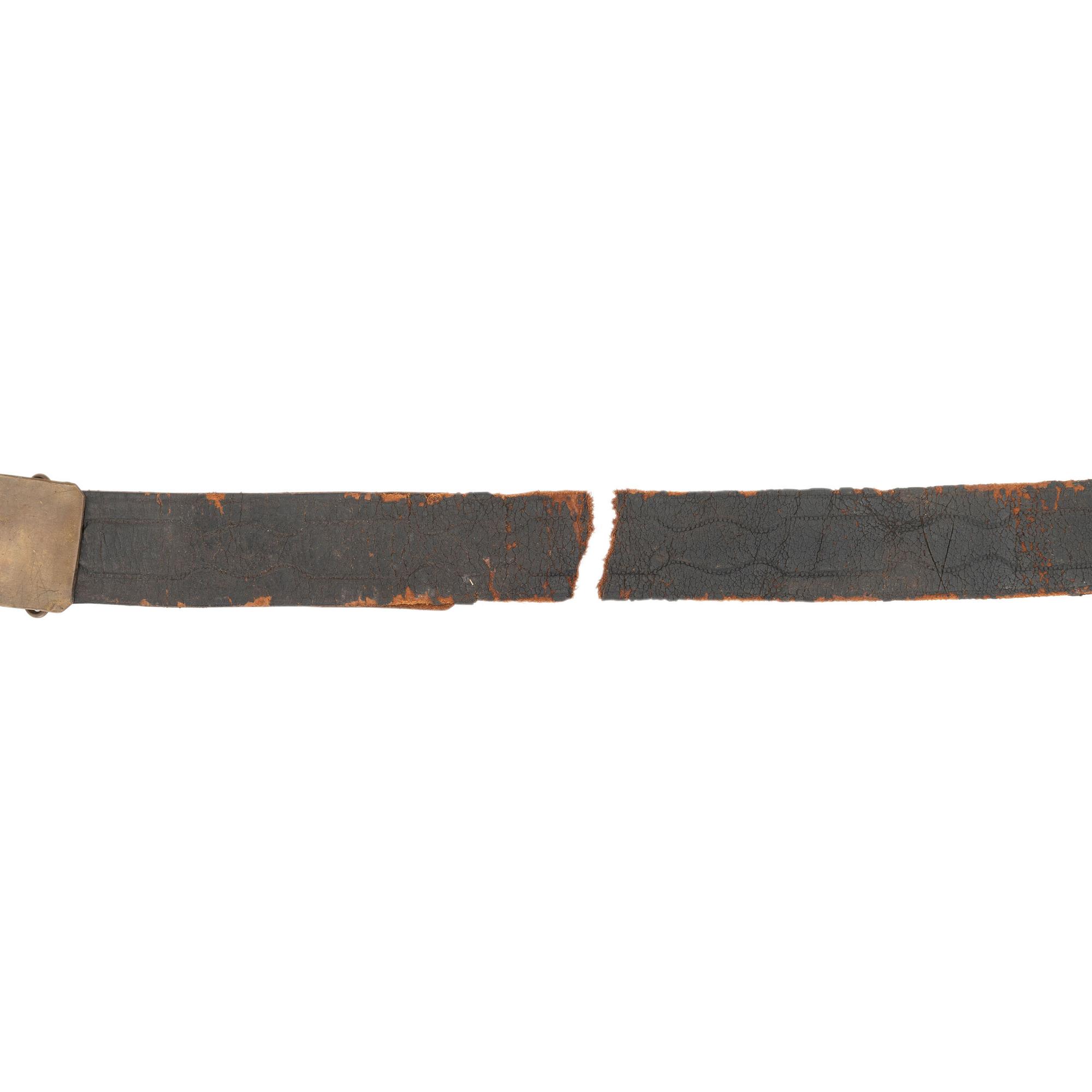 Embossed Leather Belt with Sheet Brass Buckle