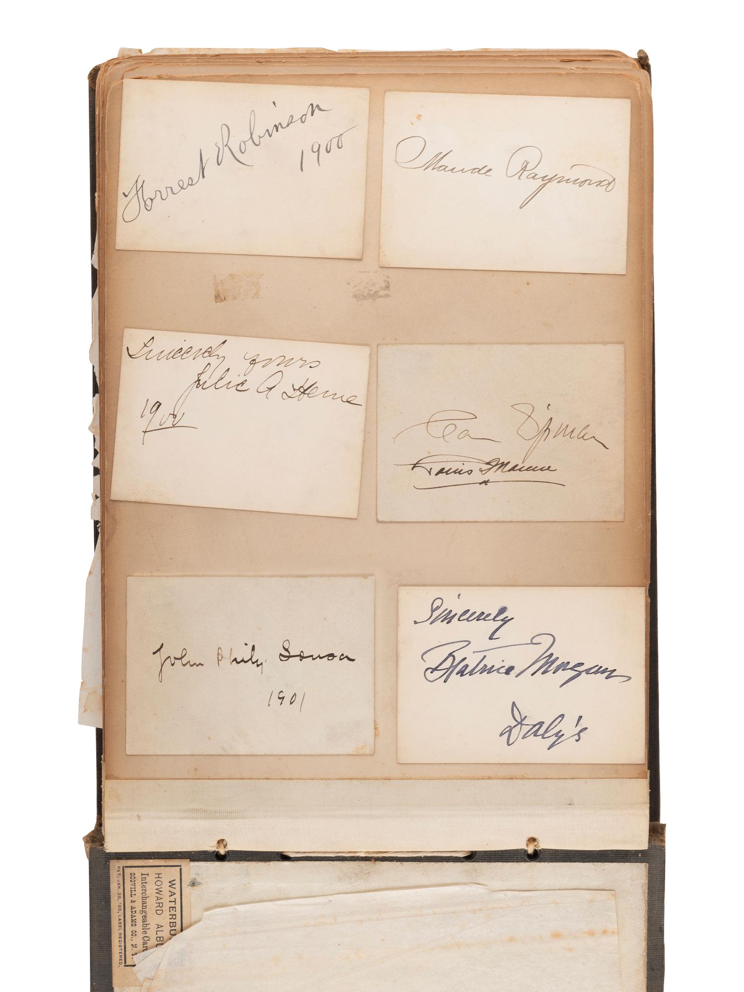 [ENTERTAINMENT]. Early 20th-century autograph album of performers & other notables, incl. SOUSA.