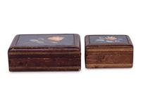 Two Continental Pietra Dura and Tooled Leather Boxes