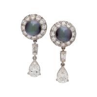 CULTURED PEARL AND DIAMOND EARRINGS