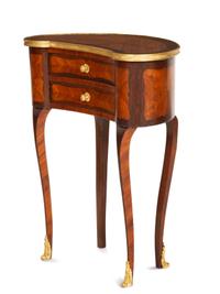 A Louis XV Style Purplewood and Bois Satine Parquetry Gilt Bronze Mounted Reniform Side Table