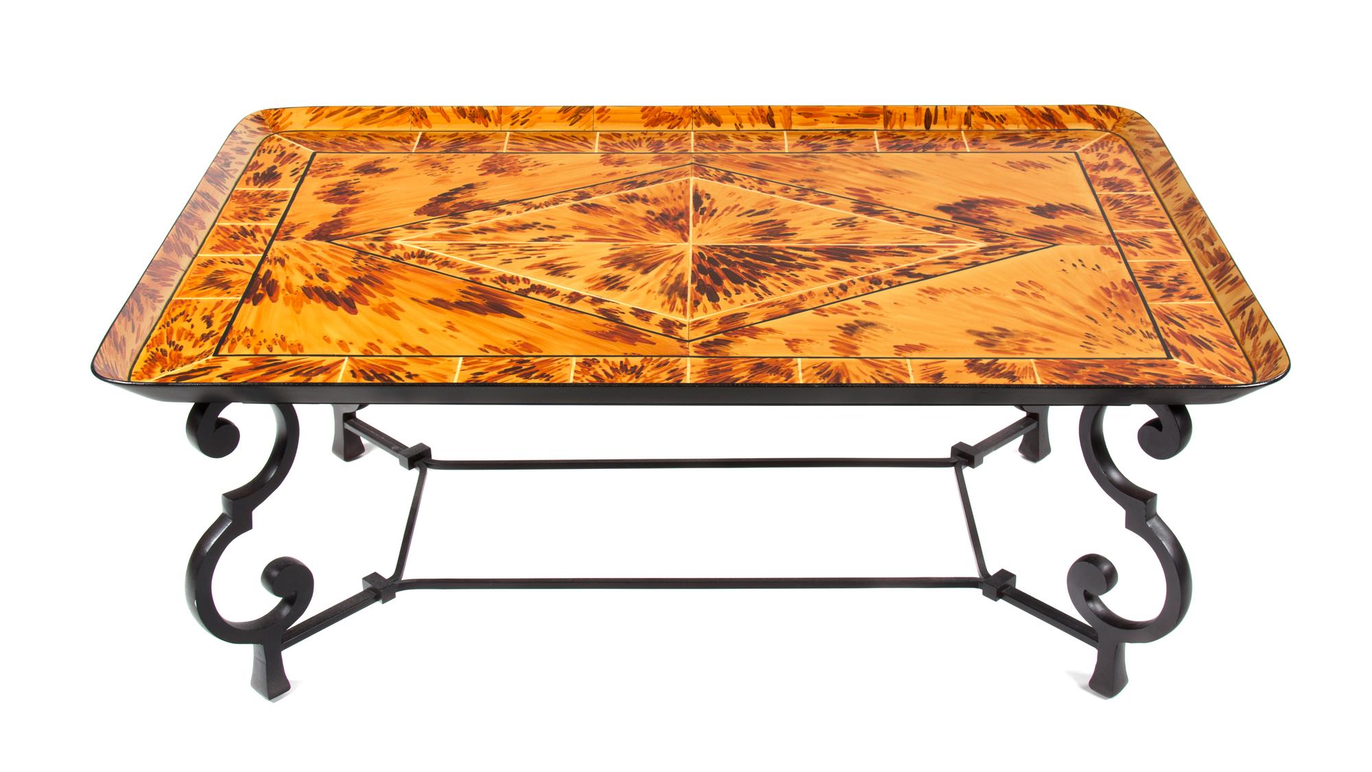 A Painted Metal Low Table Height 17 1/2 x width 45 x depth 28 1/4 inches.