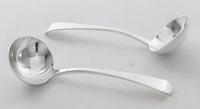 A Pair of English Silver Sauce Ladles, Richard Crossly, London, 1812, with rounded down-turned handles.