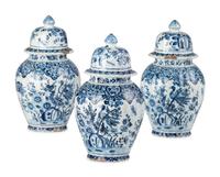 A Three Piece Delftware Garniture