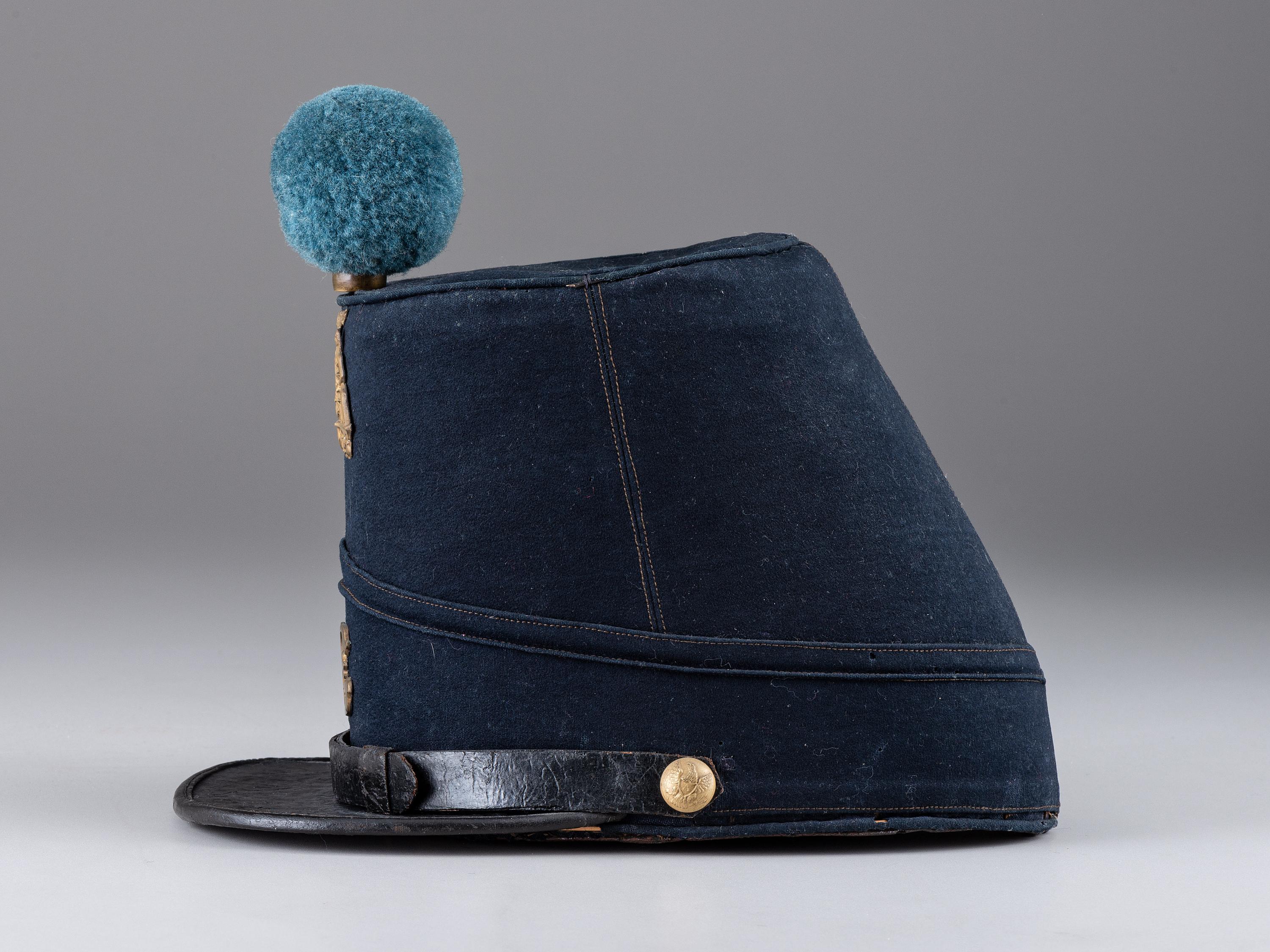 [MILITIA]. 1851 pattern New York State infantry shako. Manufactured by John A. Baker, New York.