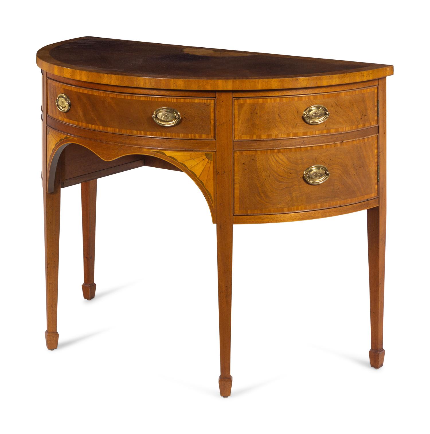 A Baker Federal Style Mahogany Demilune Table