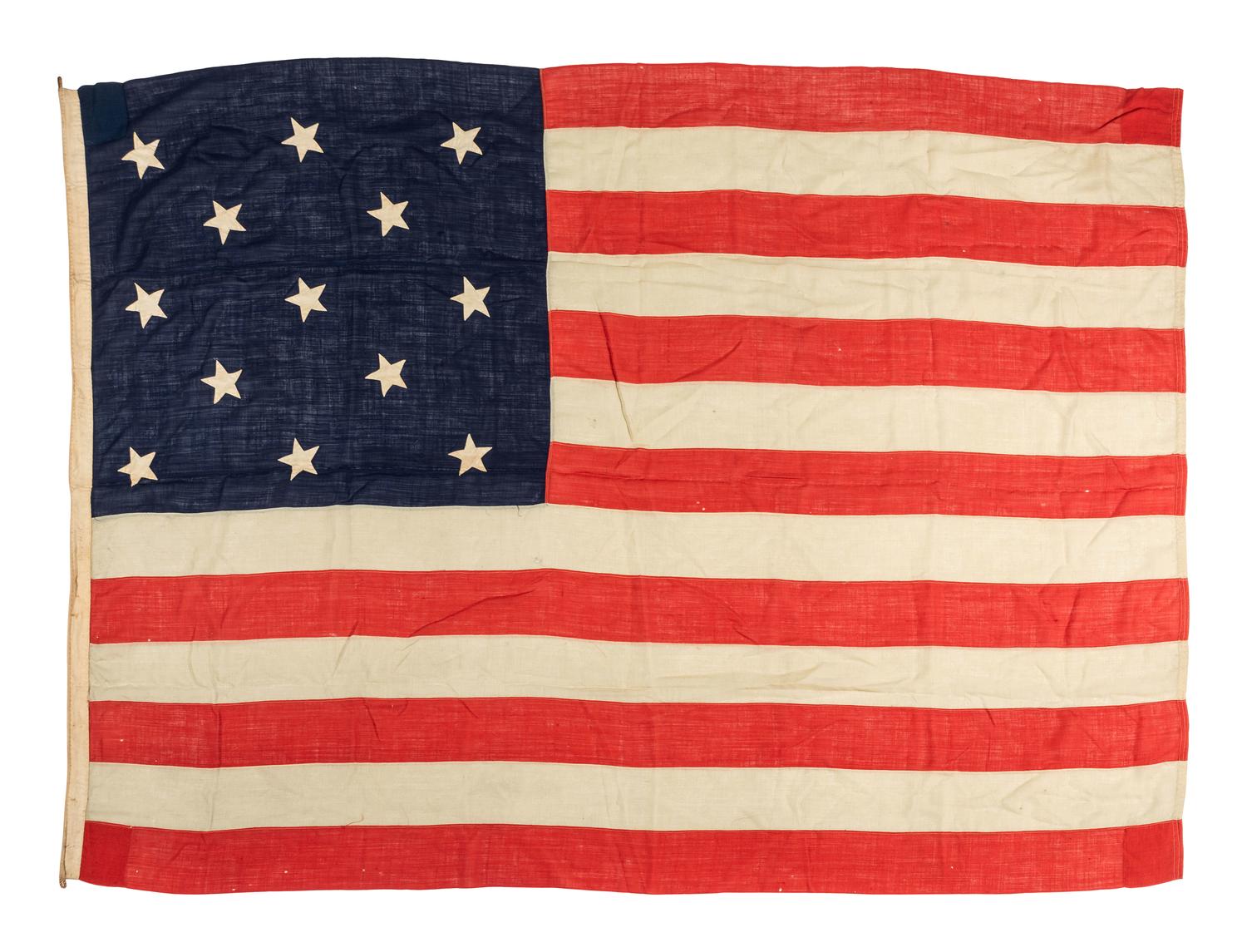 [FLAGS]. 13-star American Centennial flag. Ca mid-to-late 19th century.