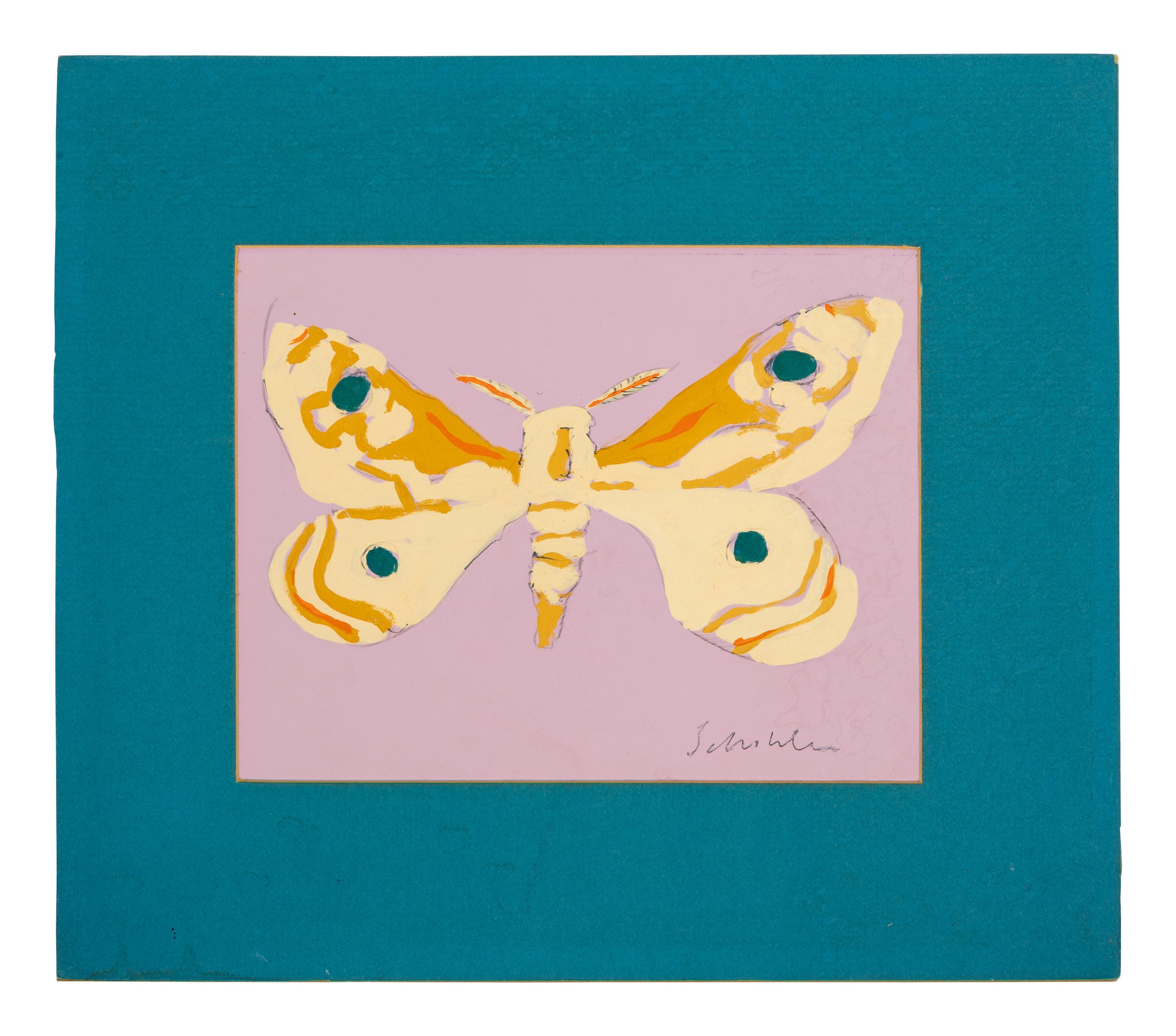 Tan Butterfly on Purple