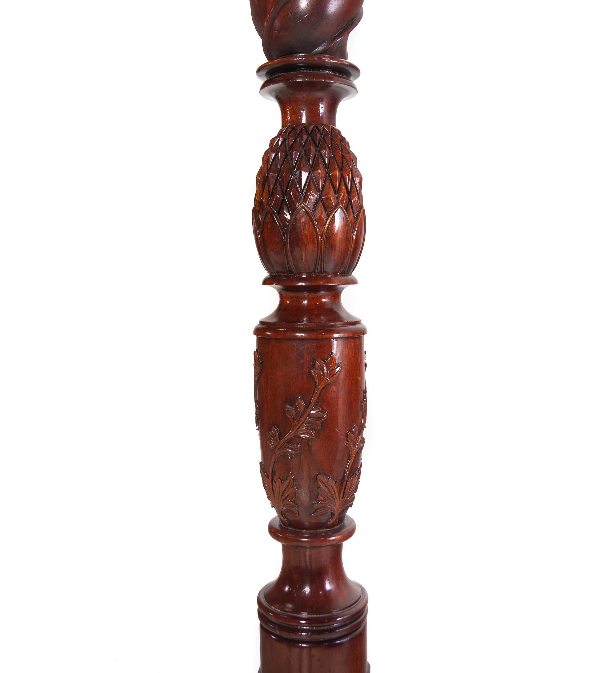 A Henredon Renaissance Revival Carved Mahogany Four-Post Bed