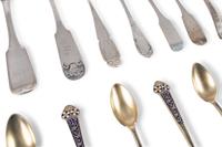A Group of Coin Silver and Enameled Flatware