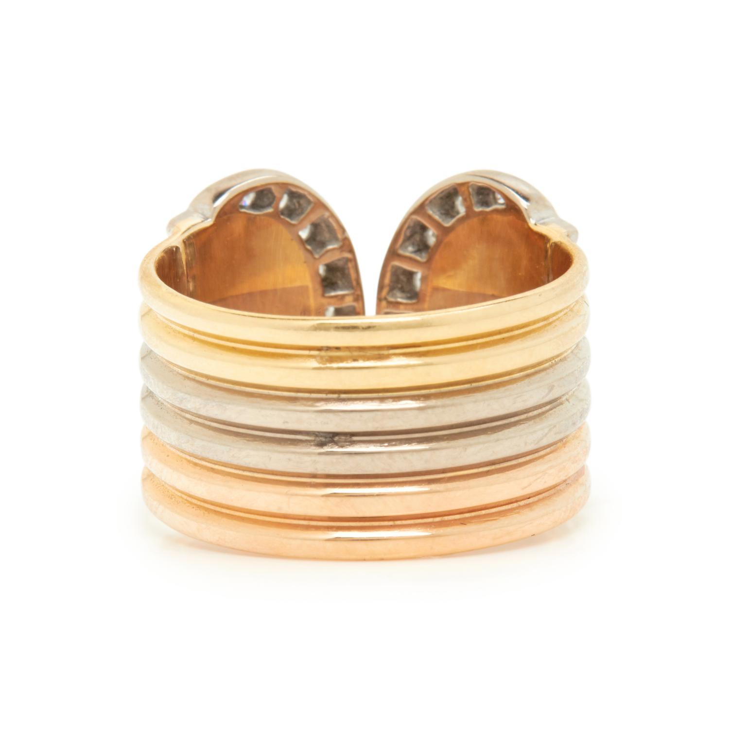 CARTIER, TRICOLOR GOLD AND DIAMOND 'C de CARTIER' RING