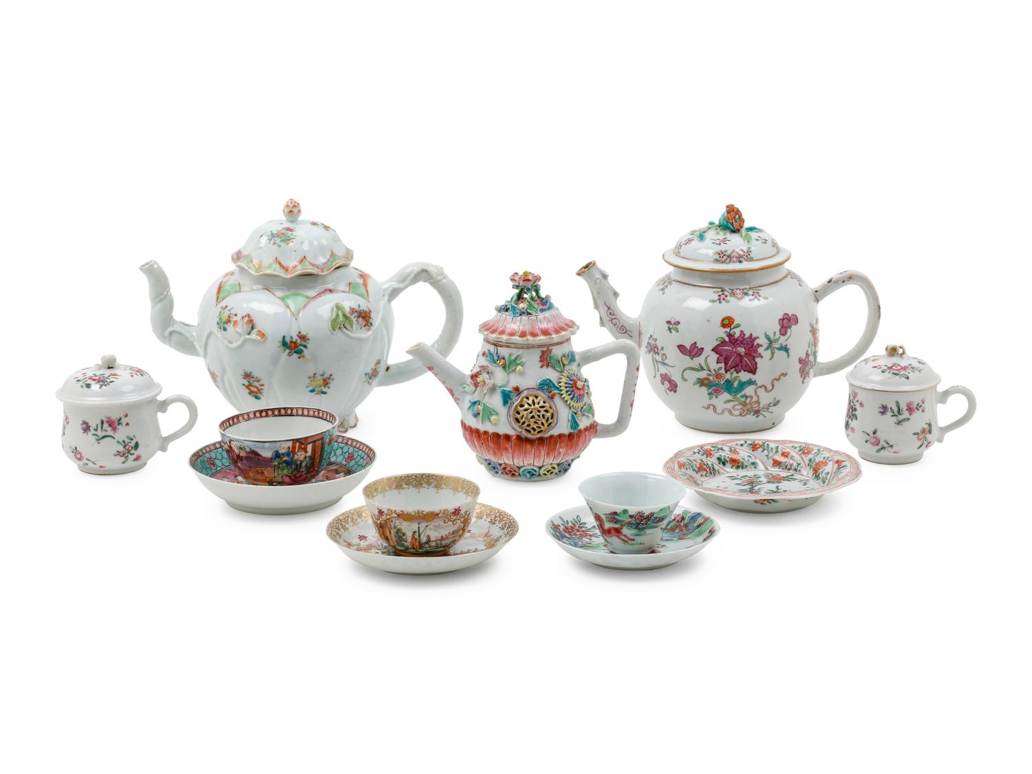 A Group of Chinese Export Famille Rose Porcelain Articles