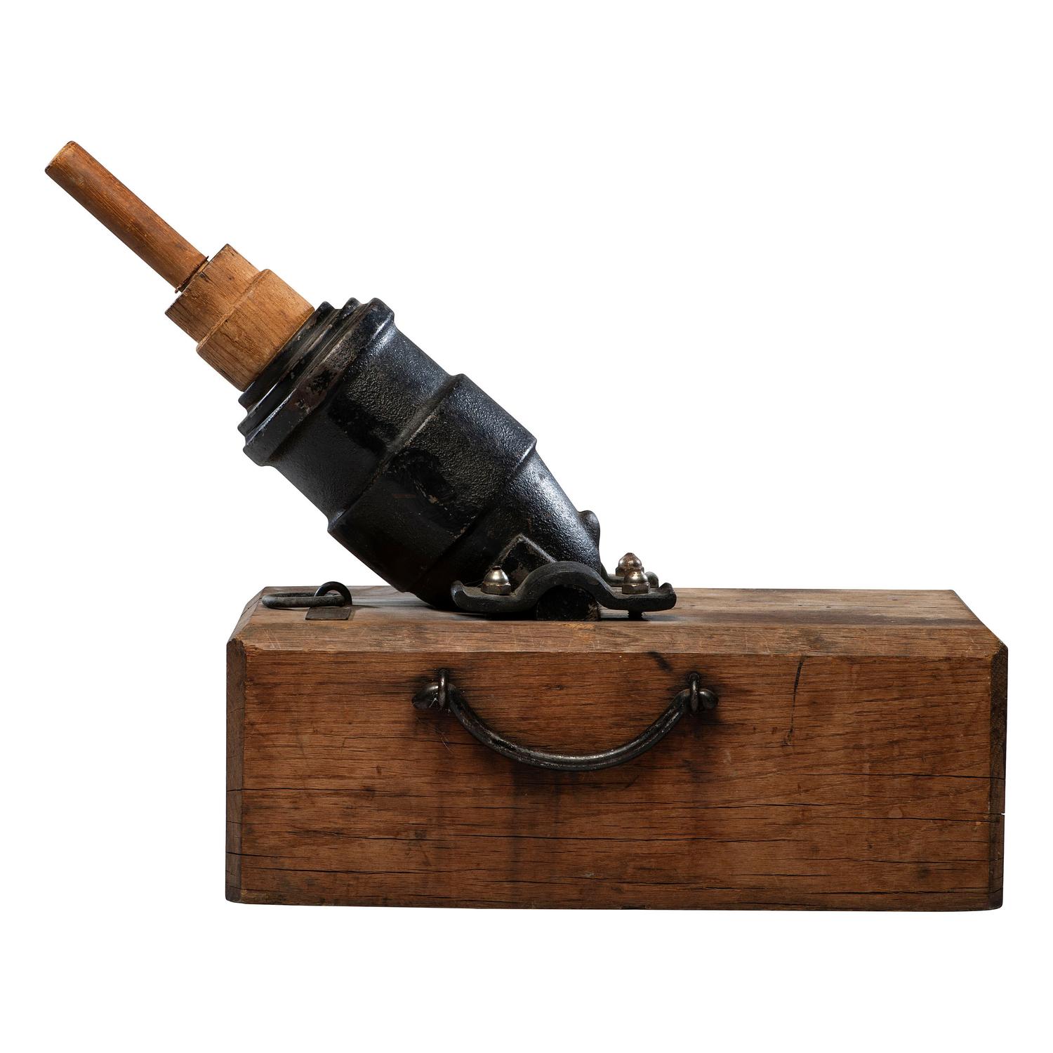 Cook's Arsenal Works Cast Iron Mortar with Wood Block Mount