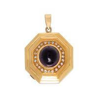 YELLOW GOLD, AMETHYST, MABÉ PEARL, AND DIAMOND DOUBLE-SIDED PENDANT