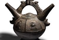 A Sican Blackware Stirrup Vessel