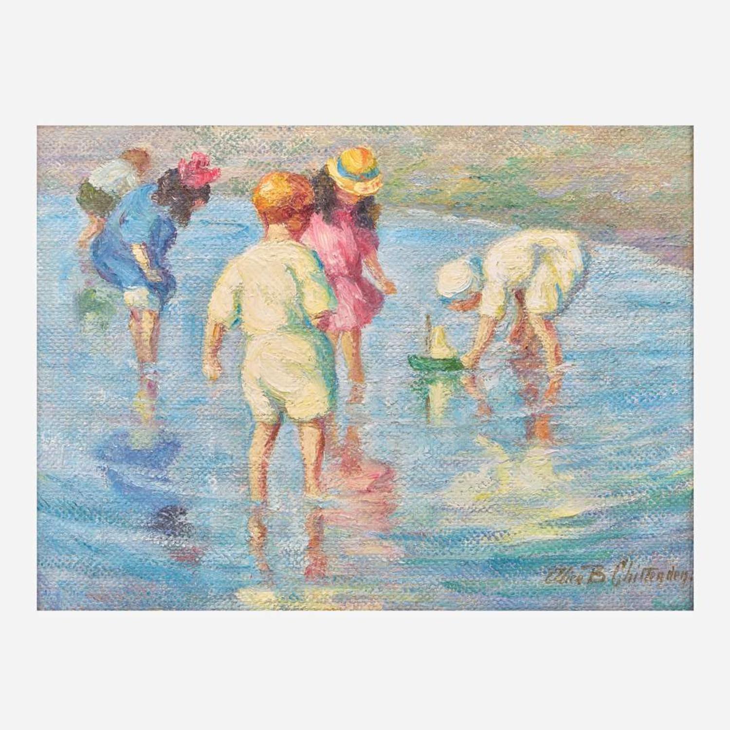 Alice Brown Chittenden (American, 1859-1944) Children at the Beach