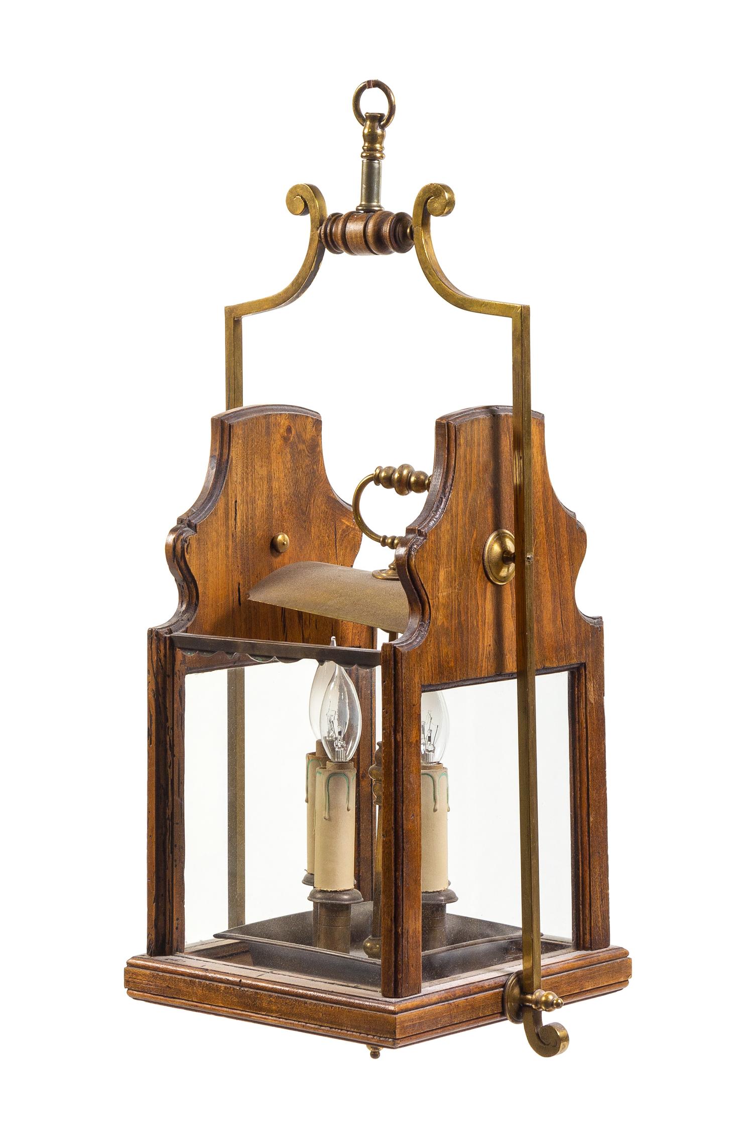 An English Brass and Mahogany Ship's Lantern