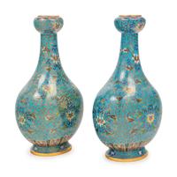 A Pair of Chinese Export Cloisonné Enamel Vases