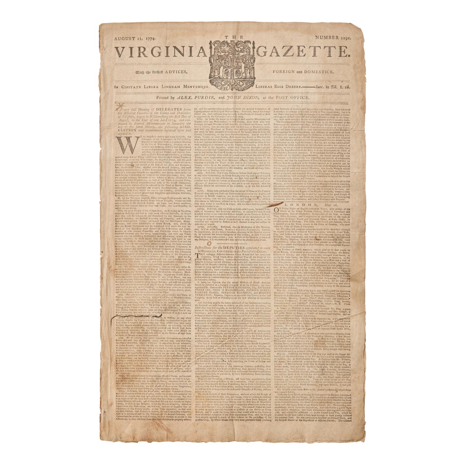 [American Revolution] George Washington and the Virginia Delegation are Appointed to the First Continental Congress
