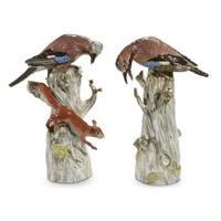 A pair of Meissen porcelain animal figural groups 1815-1860