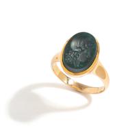 A Neoclassical Gold and Bloodstone Finger Ring with a Female Portrait Head Wearing a Phrygian Cap (Symbol of Liberty)