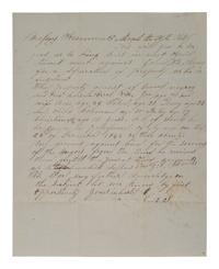 [ENSLAVEMENT]. 1846 letter from LA wife asking for separation of property incl. 7 enslaved people.