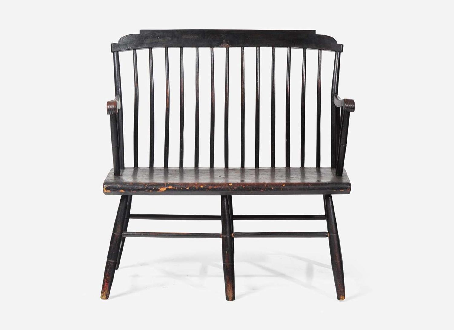 An ebonized Windsor child’s bench, early 19th century