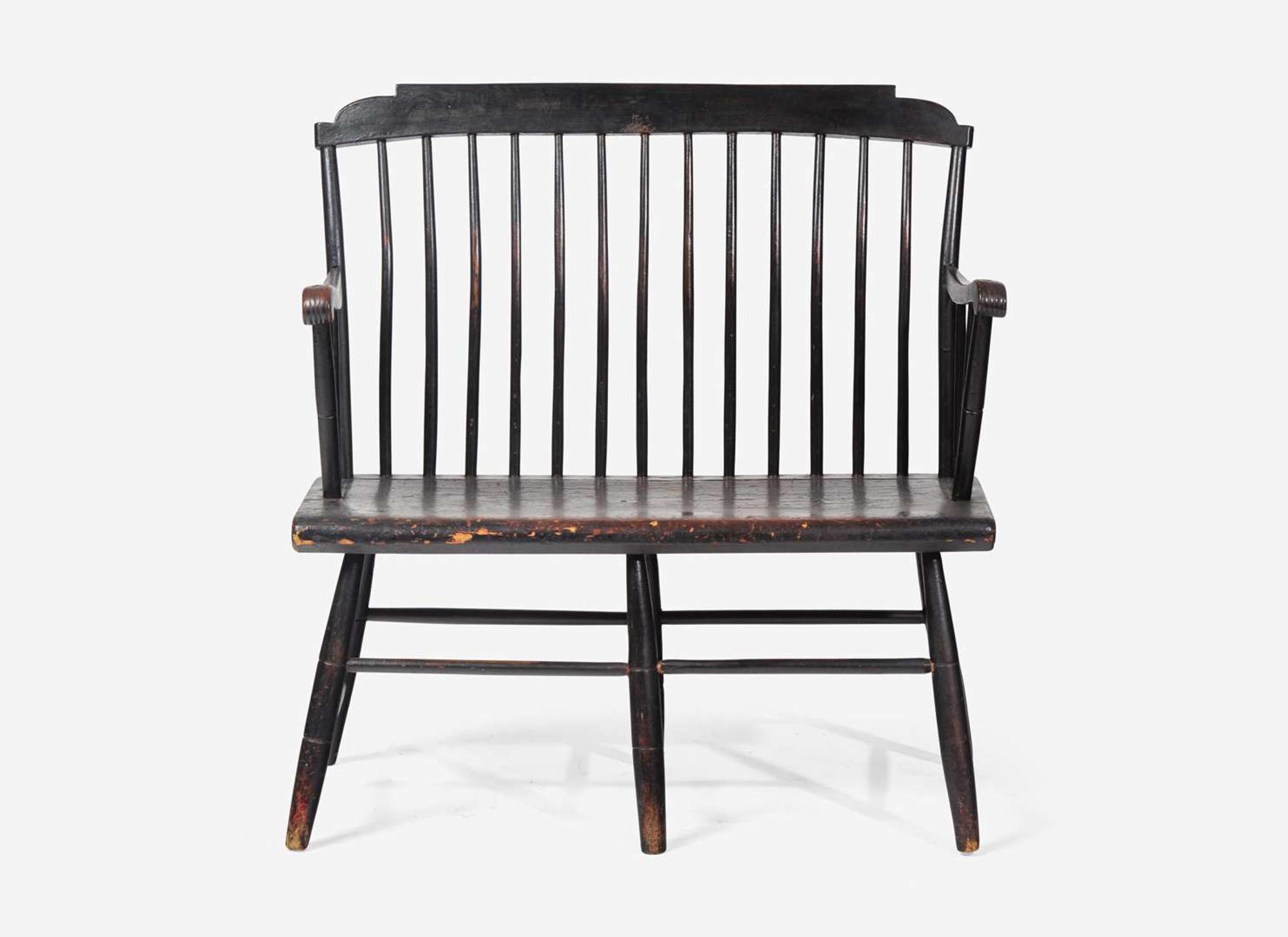 An ebonized Windsor child’s bench, early 19th century