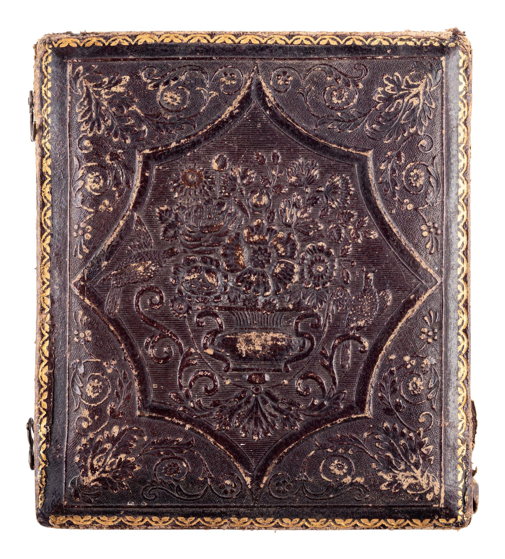 [MEXICAN WAR]. Sixth plate daguerreotype of Mexican War-period soldier wearing pattern 1839 forage cap.