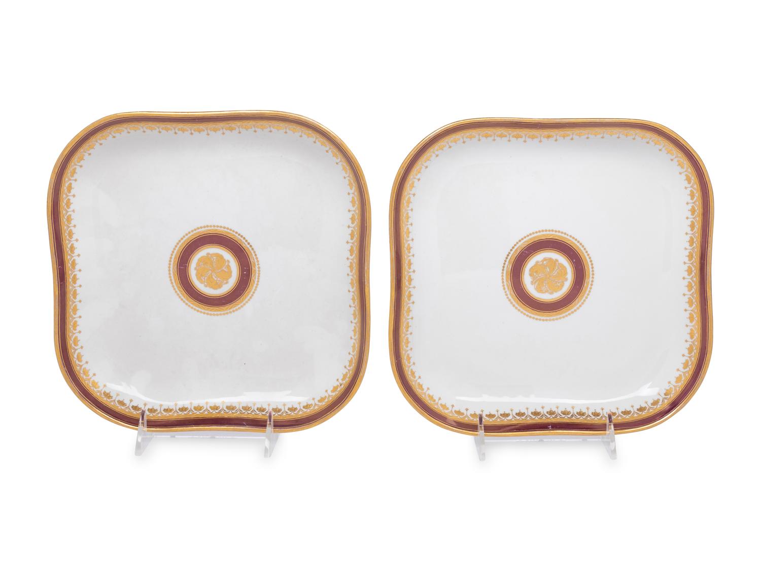A Pair of Vienna Porcelain Square Dishes