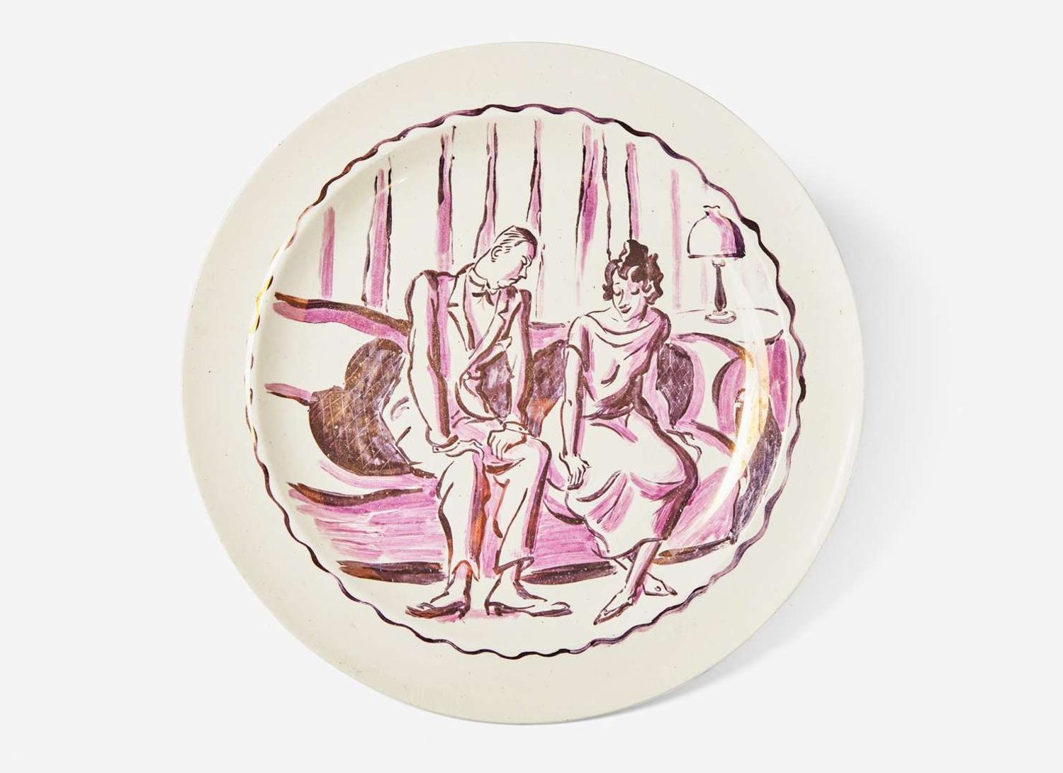 A Wedgwood Thérèse Lessore Decorated Queensware Plate, UK, circa 1920