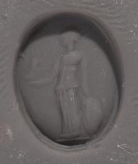 A Roman Banded Agate Ring Stone with the Gods Athena and Nike