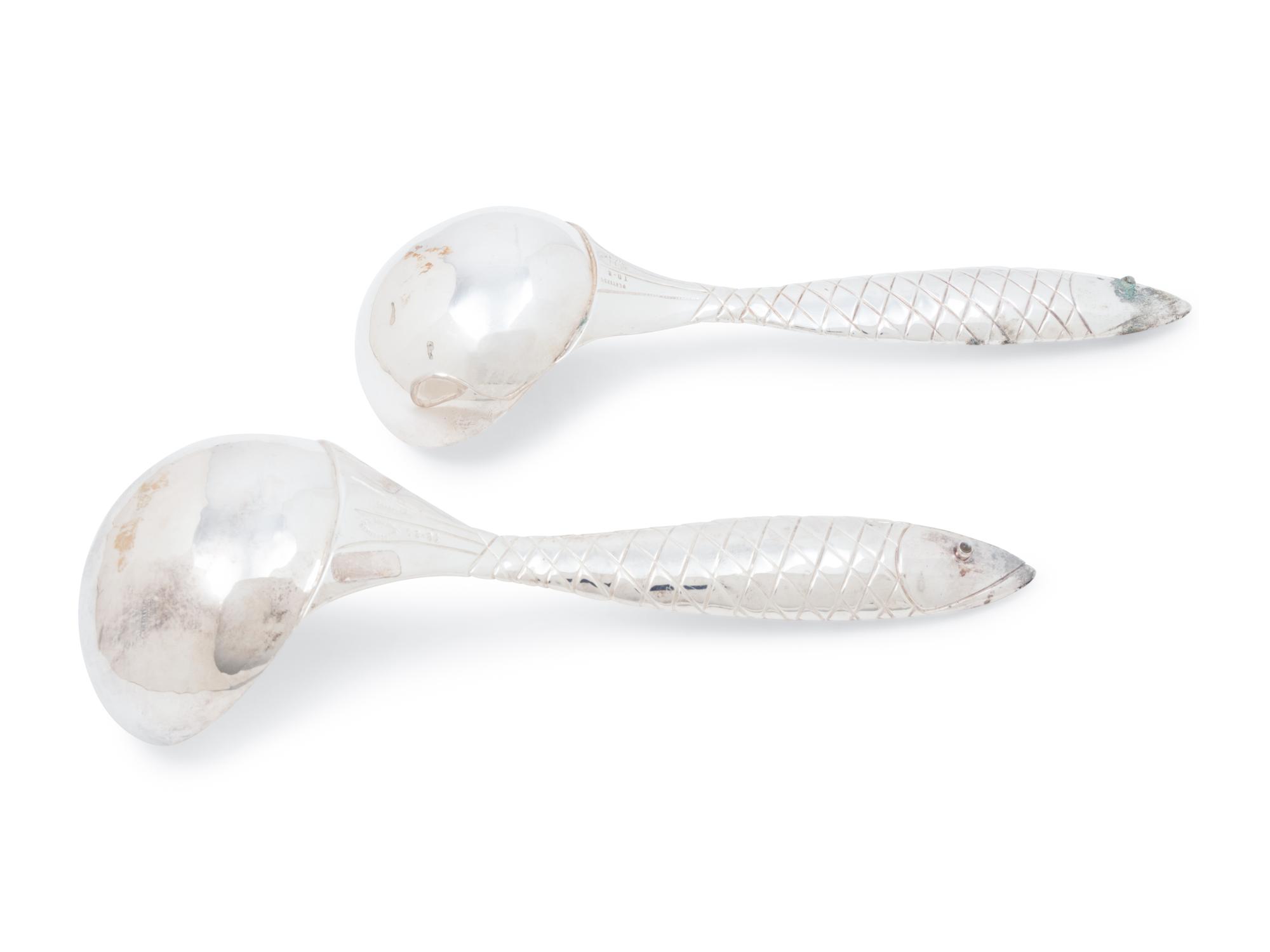 An Emilia Castillo Silver-Plate Serving Tray and Two Ladles