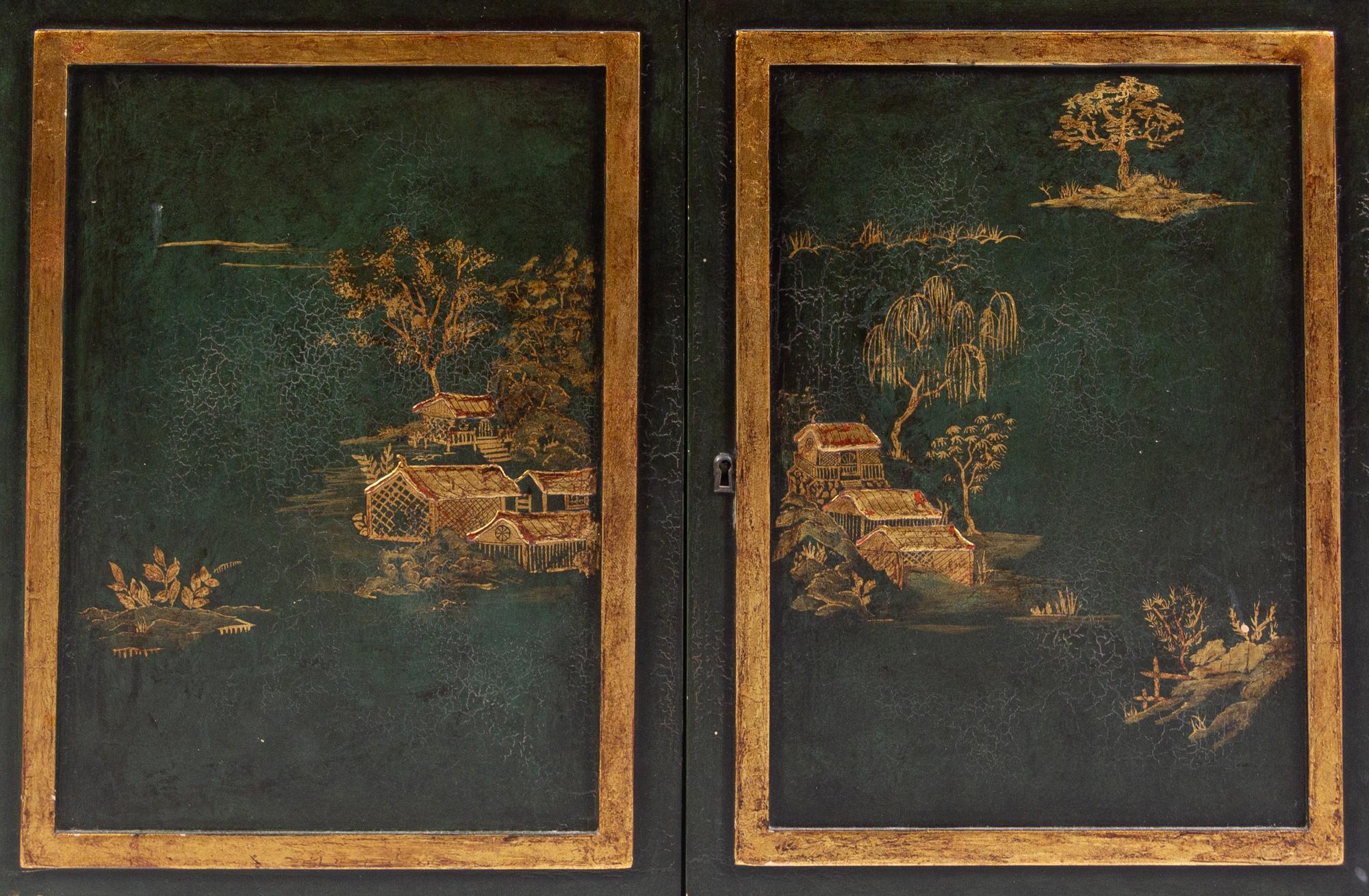 A Regency Style Chinoiserie-Decorated Console Cabinet