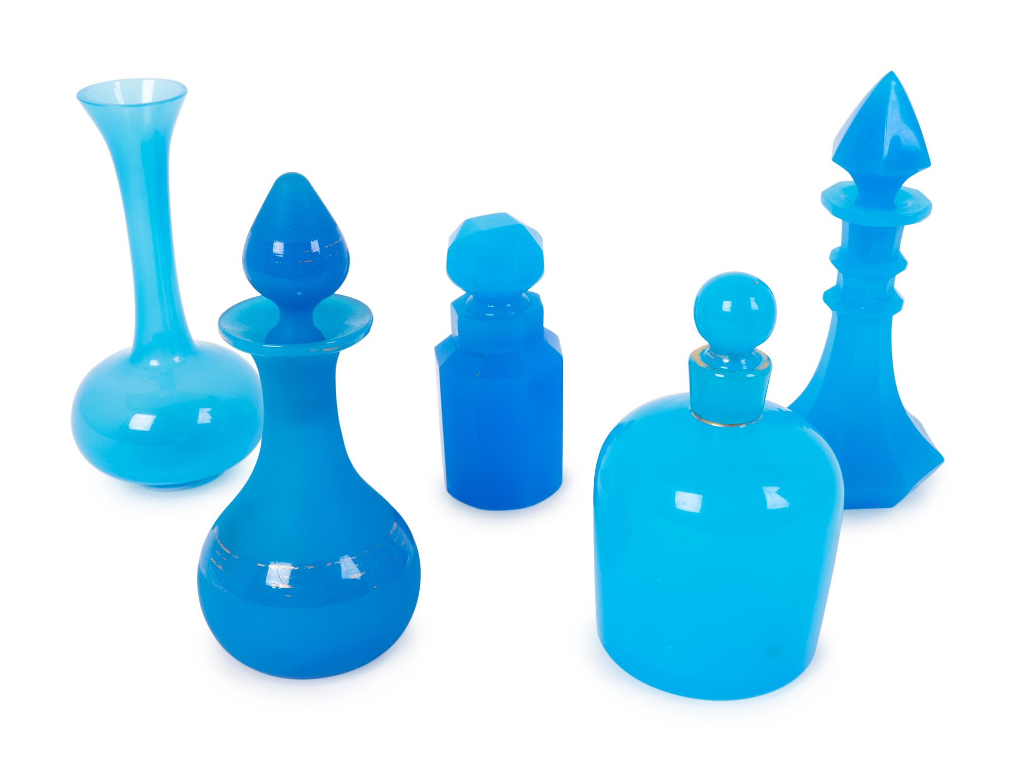 Five Blue Opaline Glass Items — 19TH/20TH CENTURY