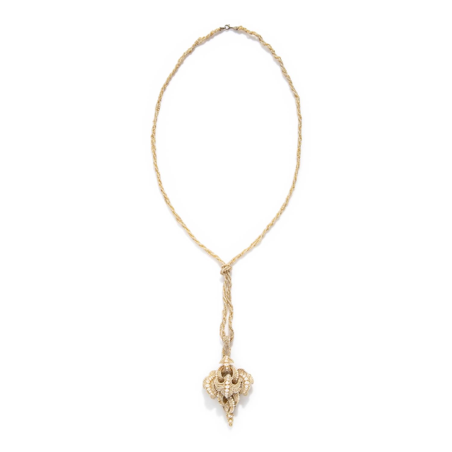 GEORGIAN, SEED PEARL PENDANT NECKLACE