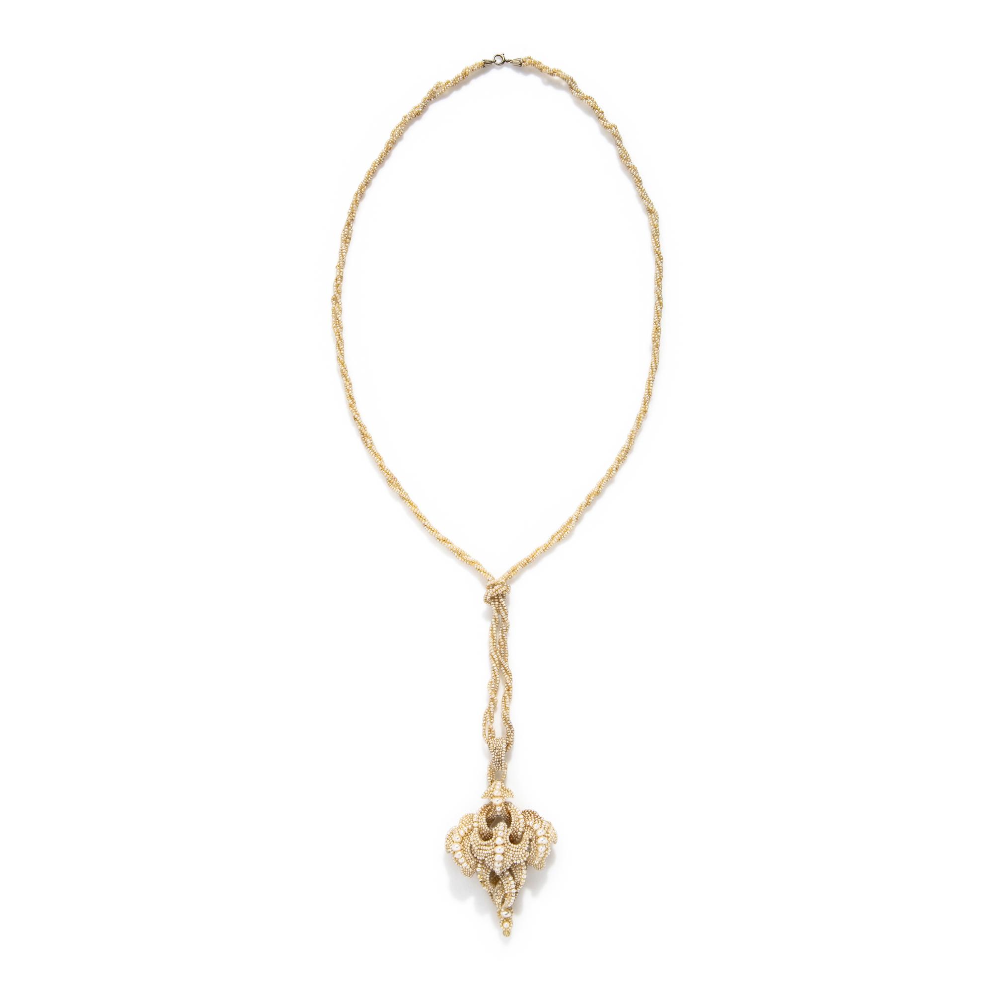 GEORGIAN, SEED PEARL PENDANT NECKLACE